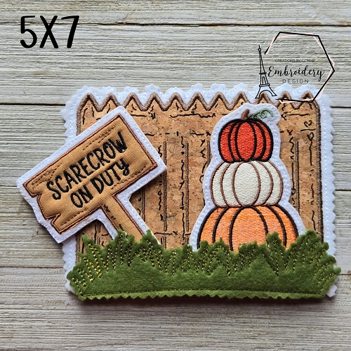 Scarecrow on Duty Napkin Holder Embroidery Design - 5x7